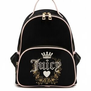 Juicy Couture Black Backpack with Gold and Pink Details